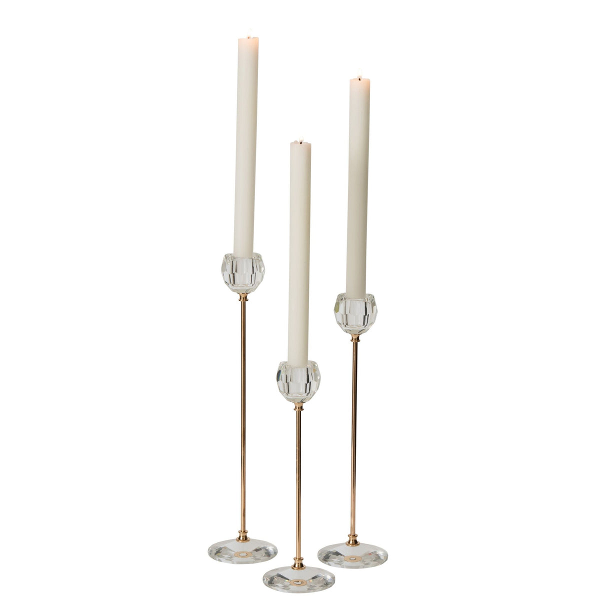 Lot de 3 bougeoirs en cristal transparent J-Line