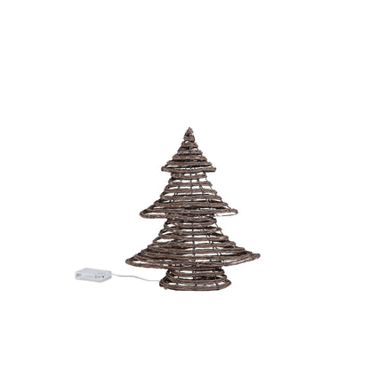 Set Van 3 Lucis LED Kerstbomen Donkerbruin Rotan Look van PTMD, Lucis Kerstboom LED Small uit de set los op witte achtergrond