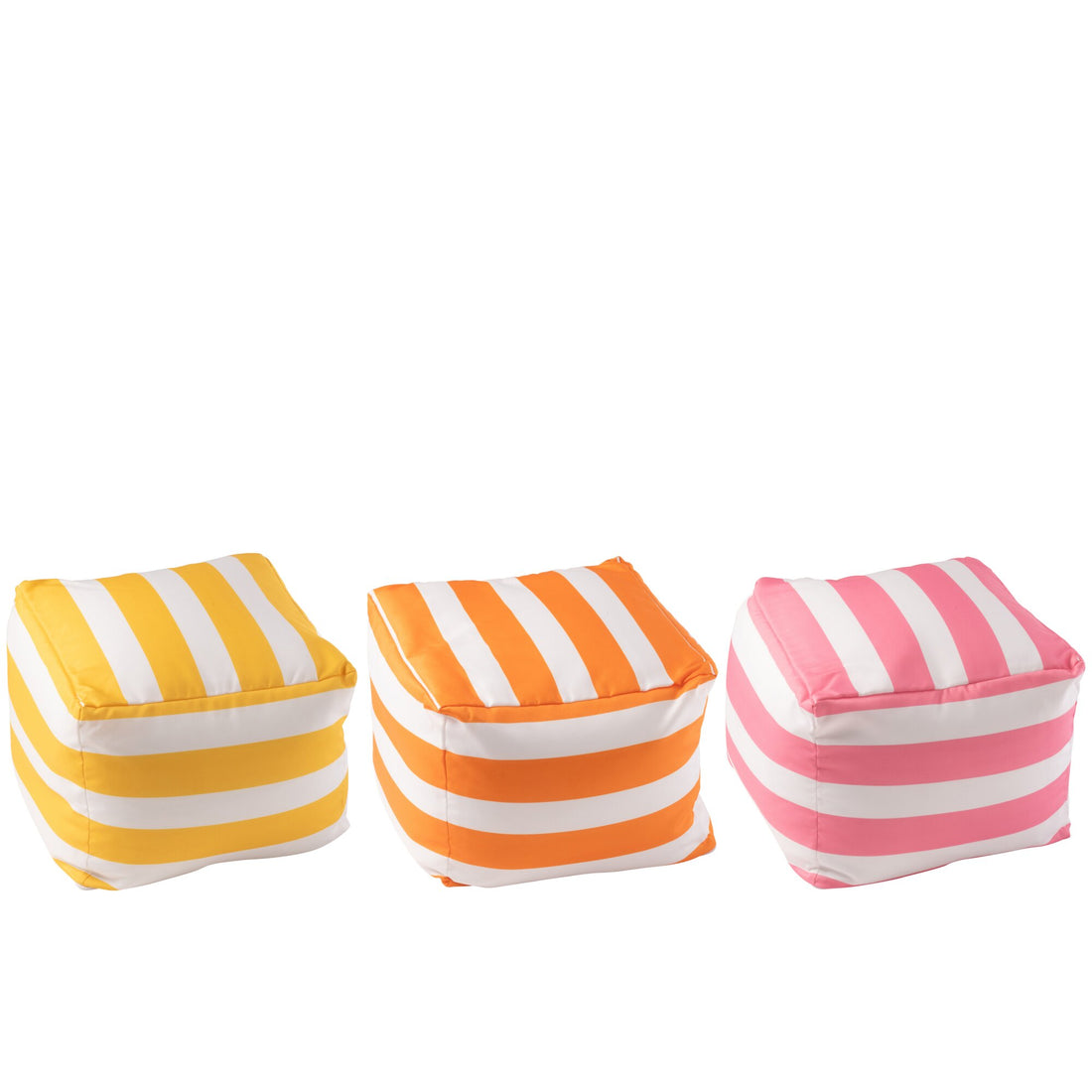 Lot de 3 Poufs Rayés Polyester Multicolore J-Line