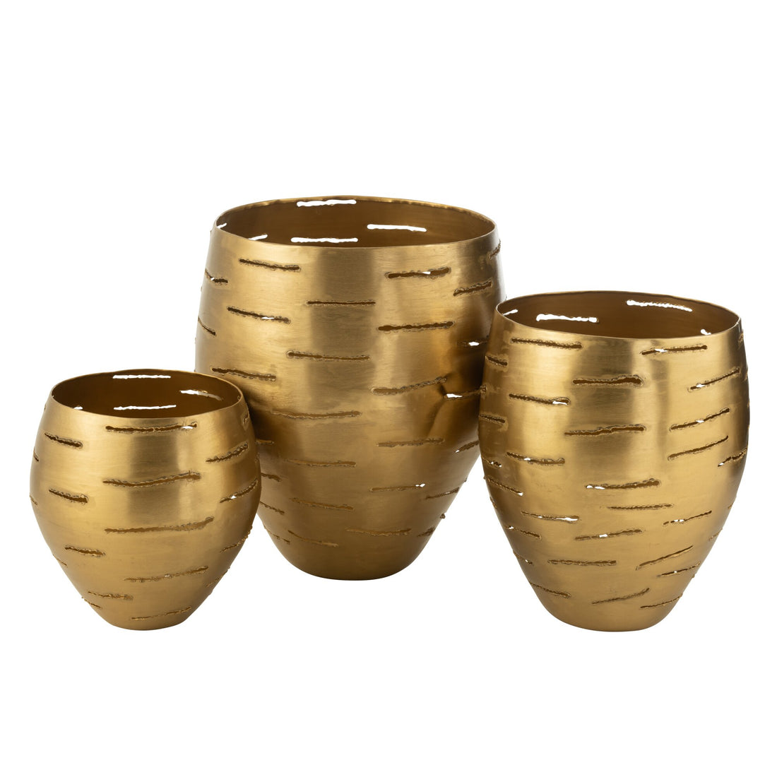 Lot de 3 photophores en métal doré J-Line