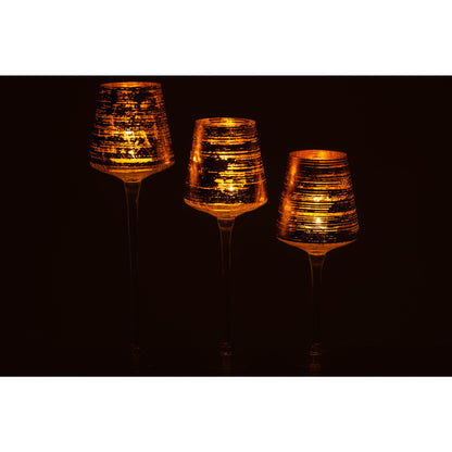 Lot De 3 Photophores Sur Pied Verre Or J-Line