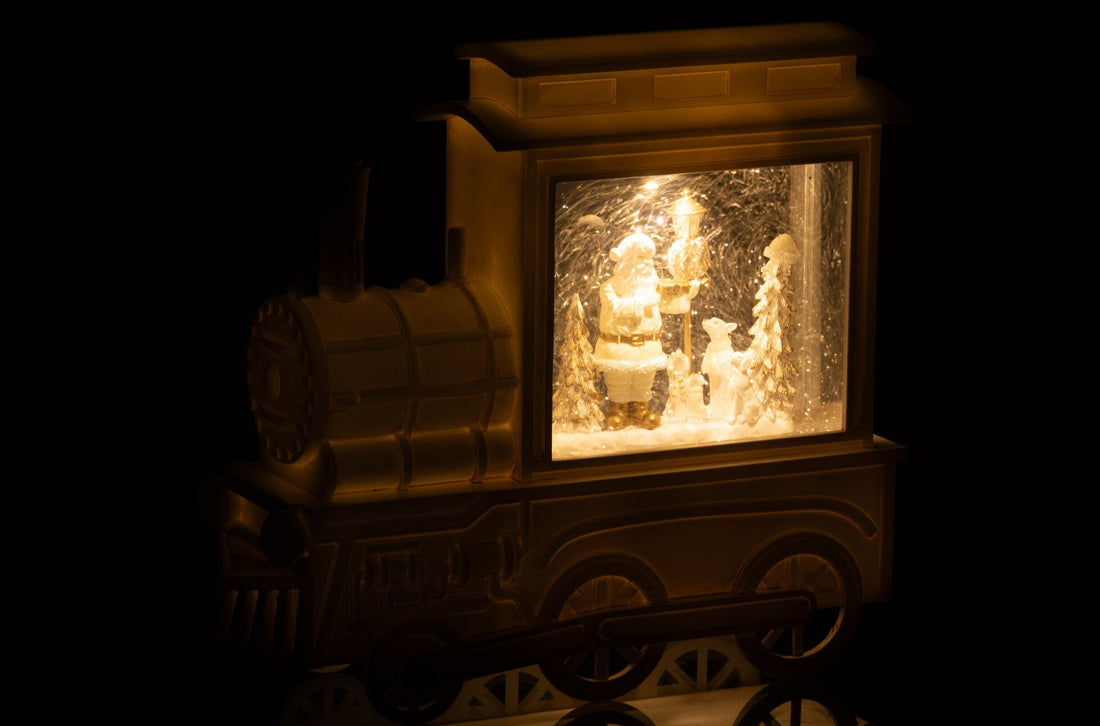 Boule à neige Locomotive Plastique Blanc H26cm J-Line