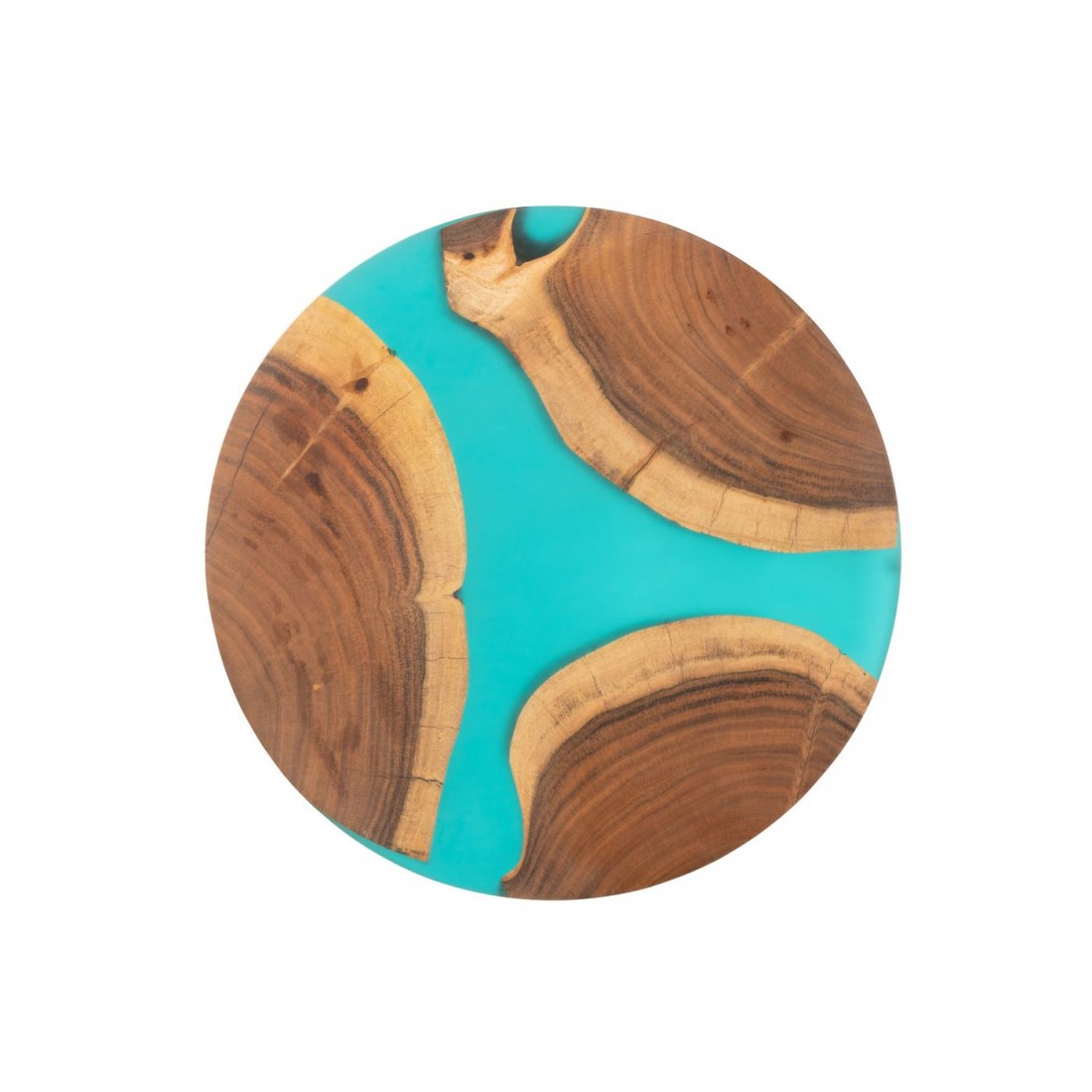 Snijplank Rond Acacia Hout/Epoxyhars Naturel/Blauw J-Line - Serveerplank - J-Line - livinglovely.nl