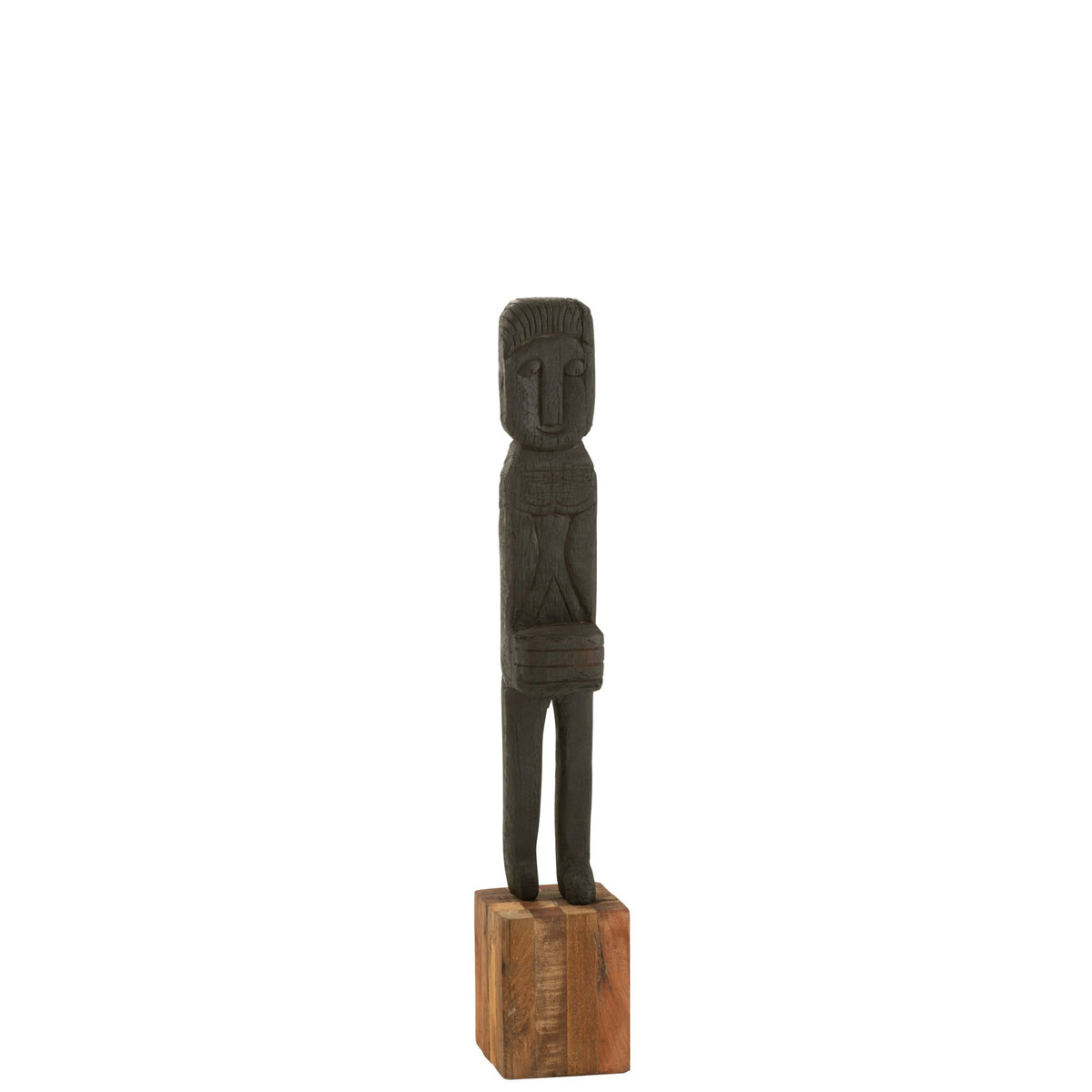 Statue Boro Bois Recyclé Noir/Naturel H115cm J-Line