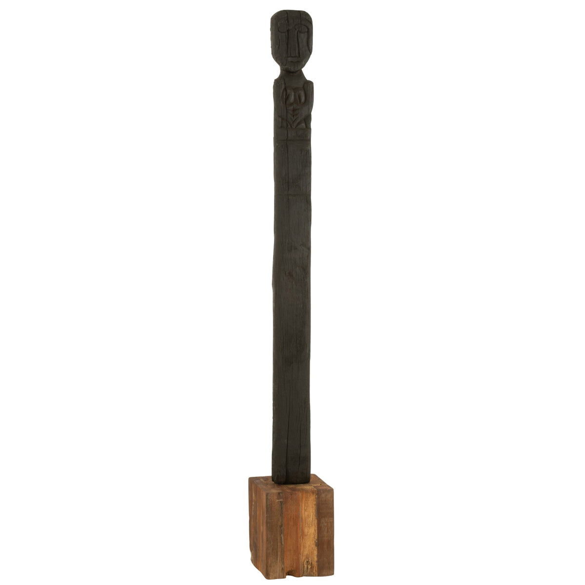 Statue Kuru Bois Recyclé Noir/Naturel H160cm J-Line