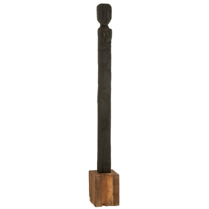 Statue Kuru Bois Recyclé Noir/Naturel H160cm J-Line