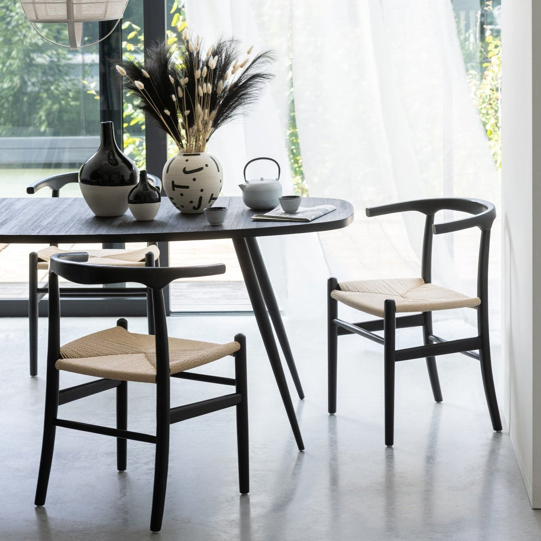 Chaise Toon Bois de hêtre/Corde noire J-Line