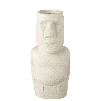 Tafelhaard Bio-Ethanol Moai Grijs 28x22x65cm - Tafelhaard - J-Line - livinglovely.nl