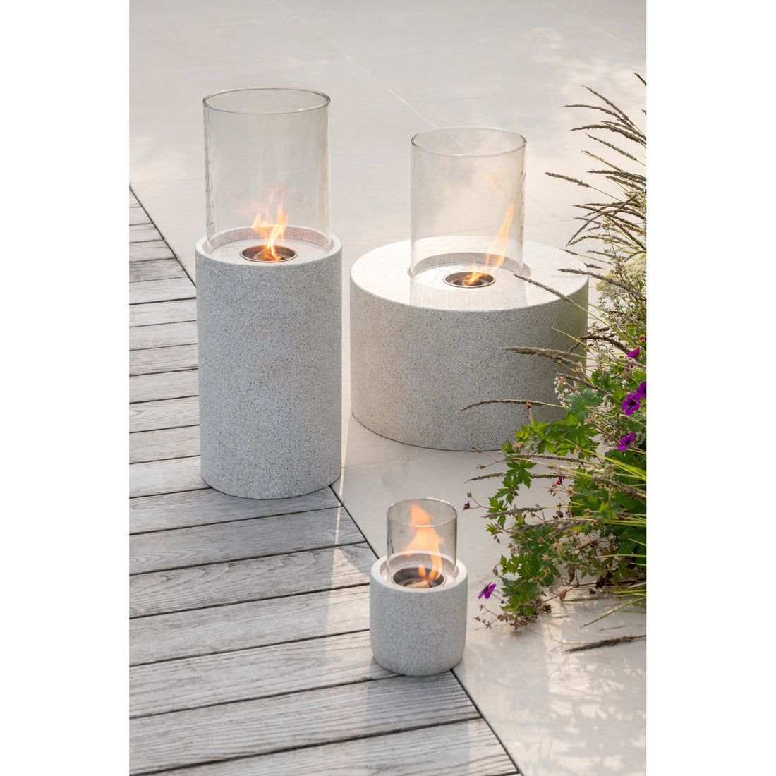 Cheminée de table Bioéthanol Ronde Grise Ø23x65cm