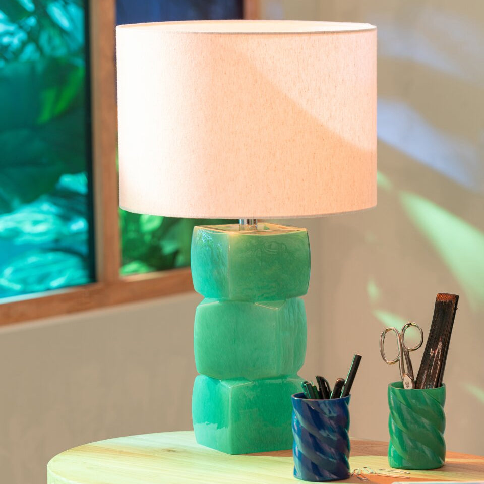 Lampe de table 3 cubes en verre vert foncé J-Line