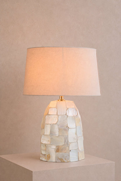 Lampe de table Effet nacré Coquillage Blanc cassé/Beige clair J-Line