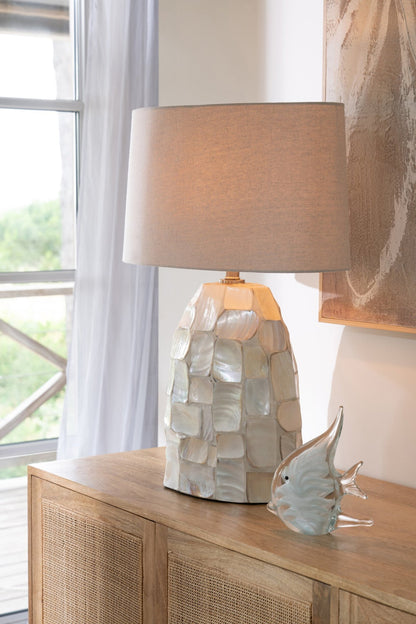 Lampe de table Effet nacré Coquillage Blanc cassé/Beige clair J-Line