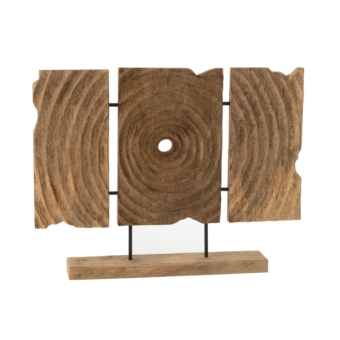 Triptyque sculpté sur pied en bois de manguier naturel