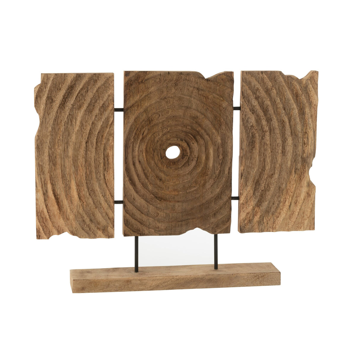 Triptyque sculpté sur pied en bois de manguier naturel