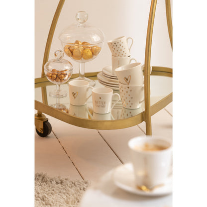 Desserte triangulaire métal/miroir doré J-Line
