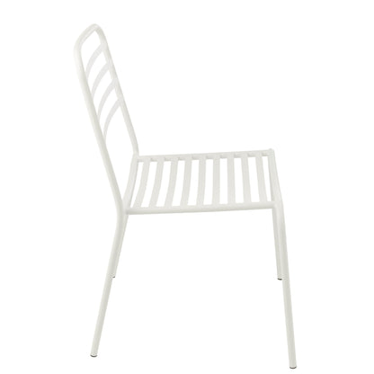 Chaise de jardin rayée en métal blanc J-Line