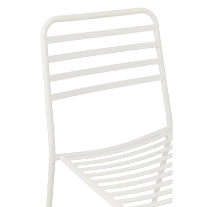 Chaise de jardin rayée en métal blanc J-Line
