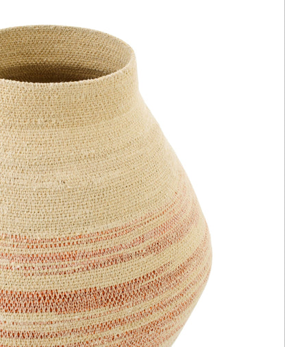Panier à Rayures en Jute Naturel/Orange Foncé J-Line