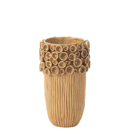 Vase Corail Haut en Argile Ocre Moyen J-Line