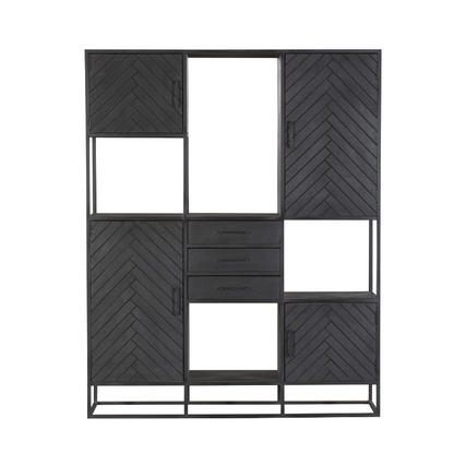 Vakkenkast New York Supreme XXL 160cm van Starfurn in een woonkamer, gestyled met boeken en decoratie