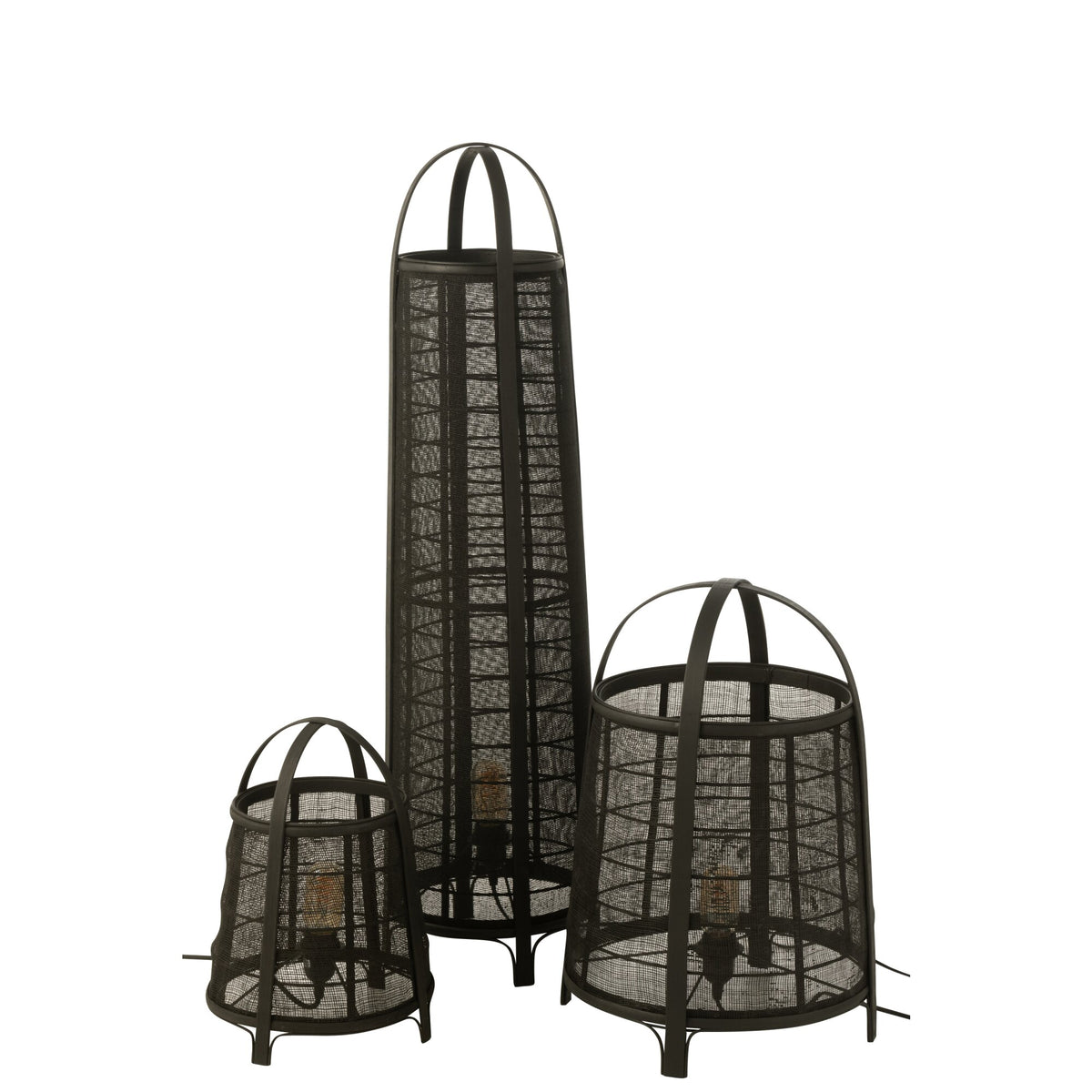 Lampadaire Don Coton Bambou Noir H 100cm J-Line