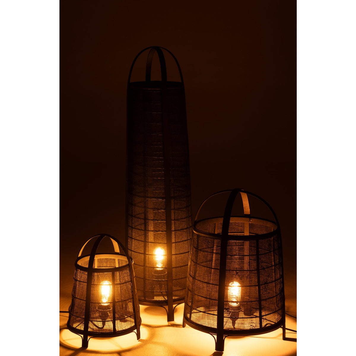 Lampadaire Don Coton Bambou Noir H 100cm J-Line