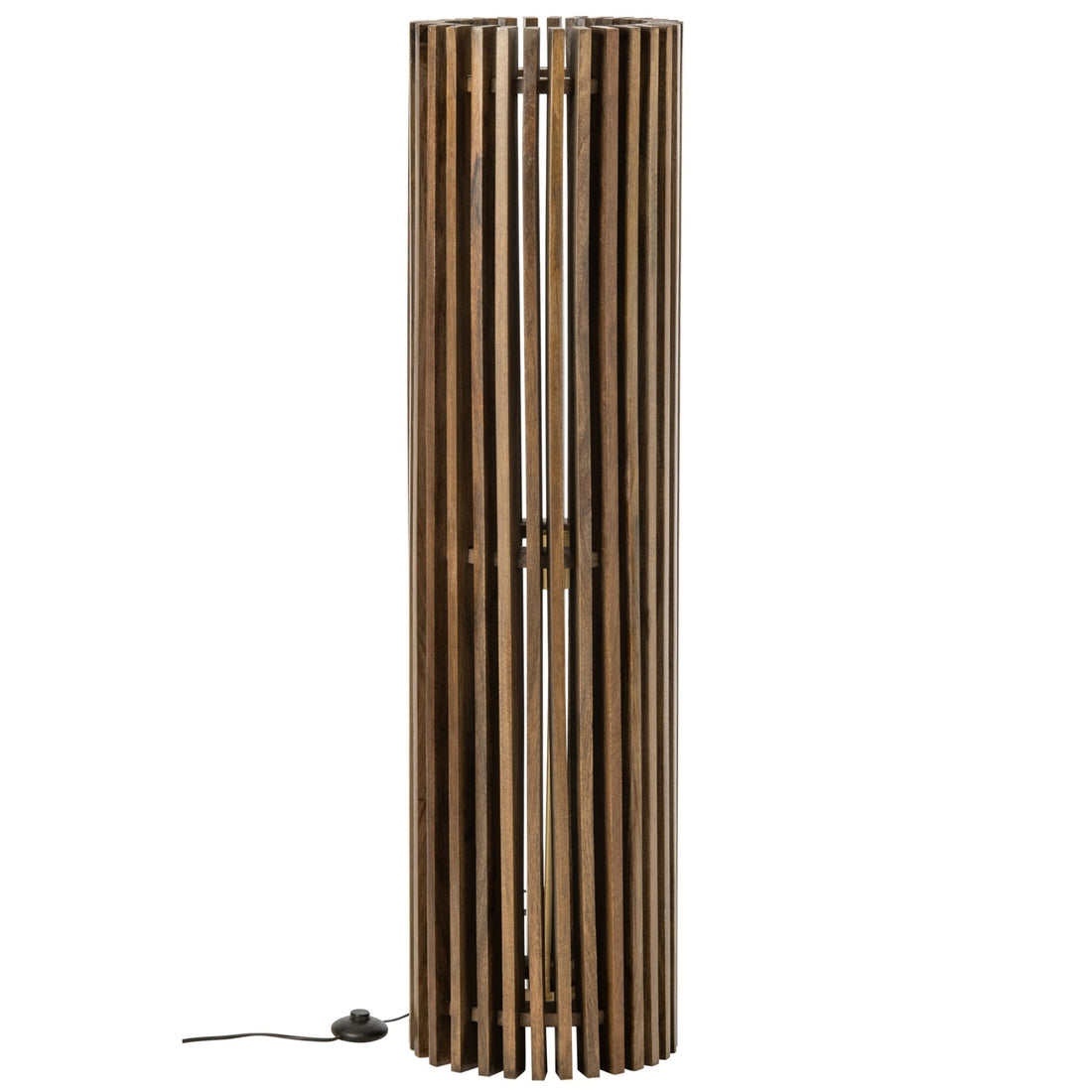 Lampadaire en bois de manguier cannelé marron foncé J-Line