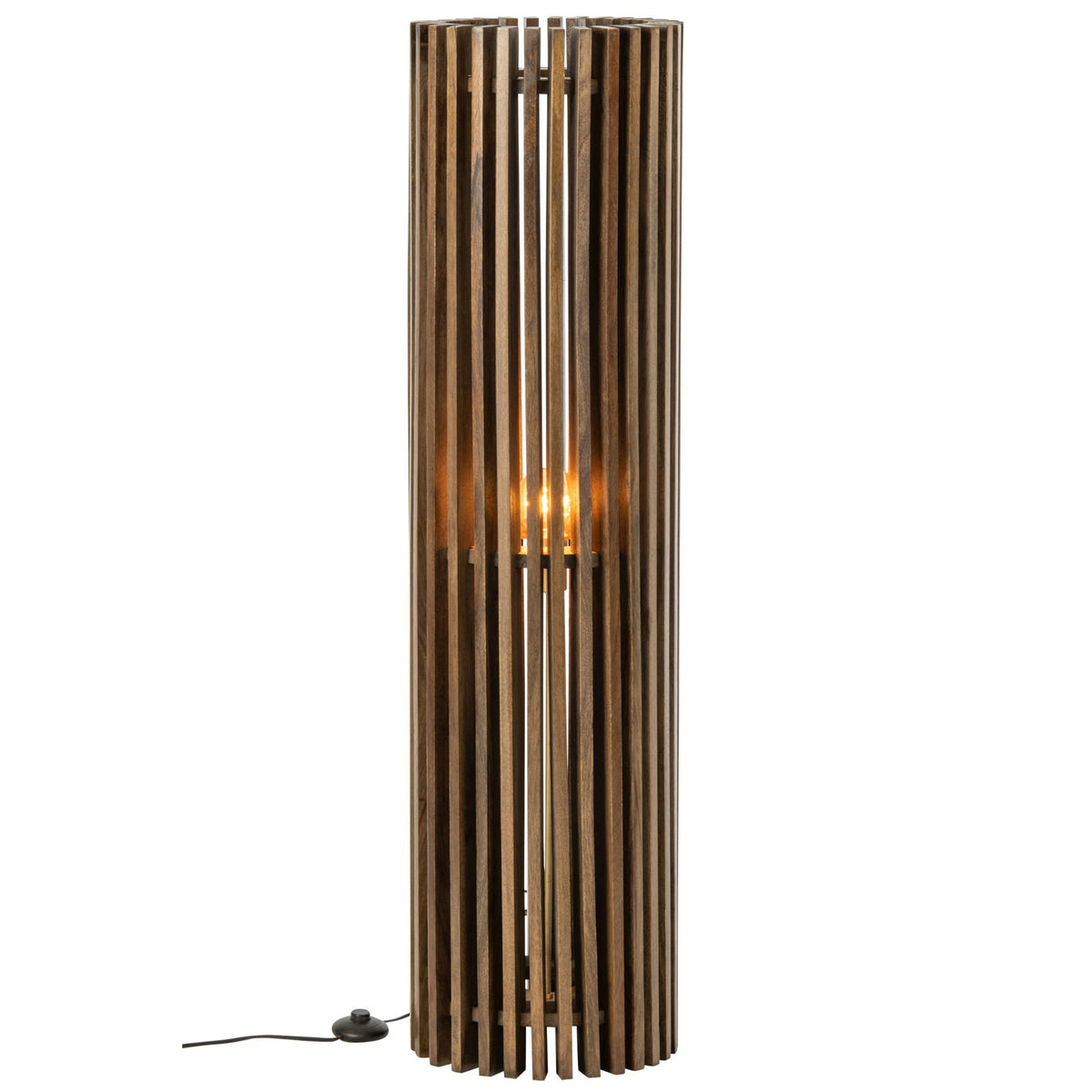 Lampadaire en bois de manguier cannelé marron foncé J-Line