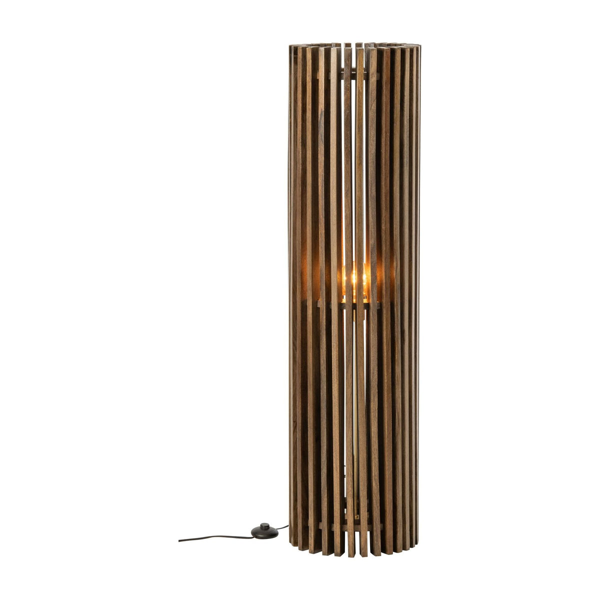 Lampadaire en bois de manguier cannelé marron foncé J-Line