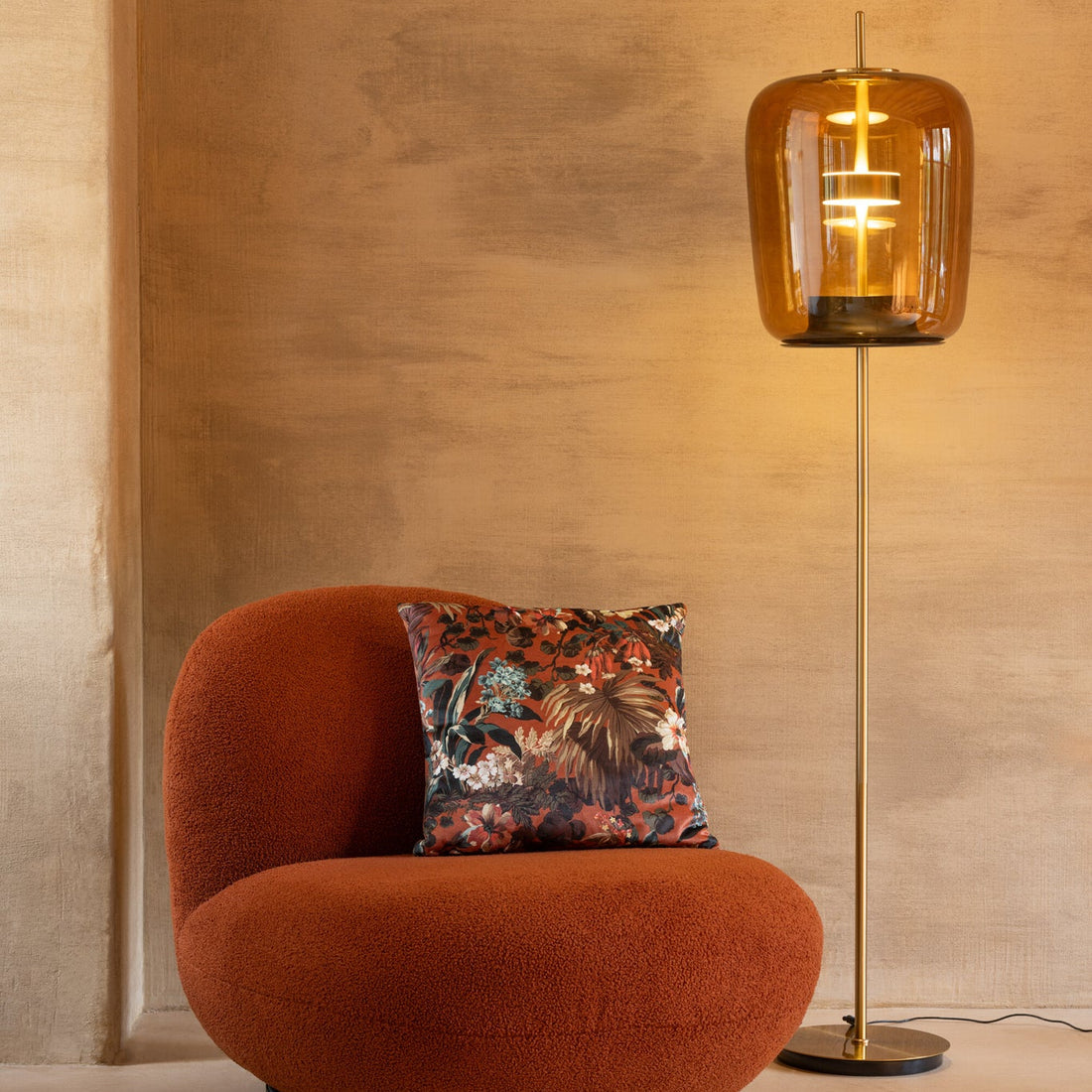 Lampadaire LED Verre Marron H 168cm J-Line