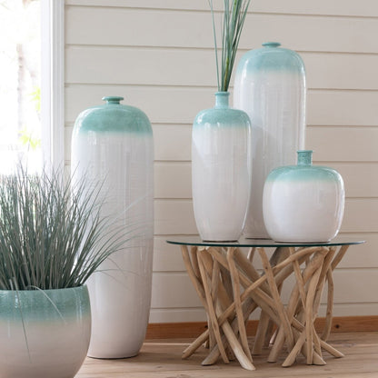 Vase de sol Céramique Vert menthe/Blanc Petit J-Line