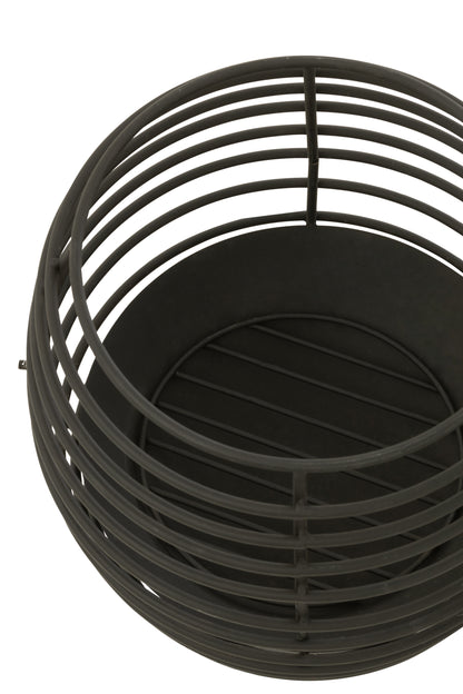 Vuurkorf Rond Ringen Metaal Zwart Medium Dia50xH50cm J-Line - Buitenhaard - J-Line - livinglovely.nl