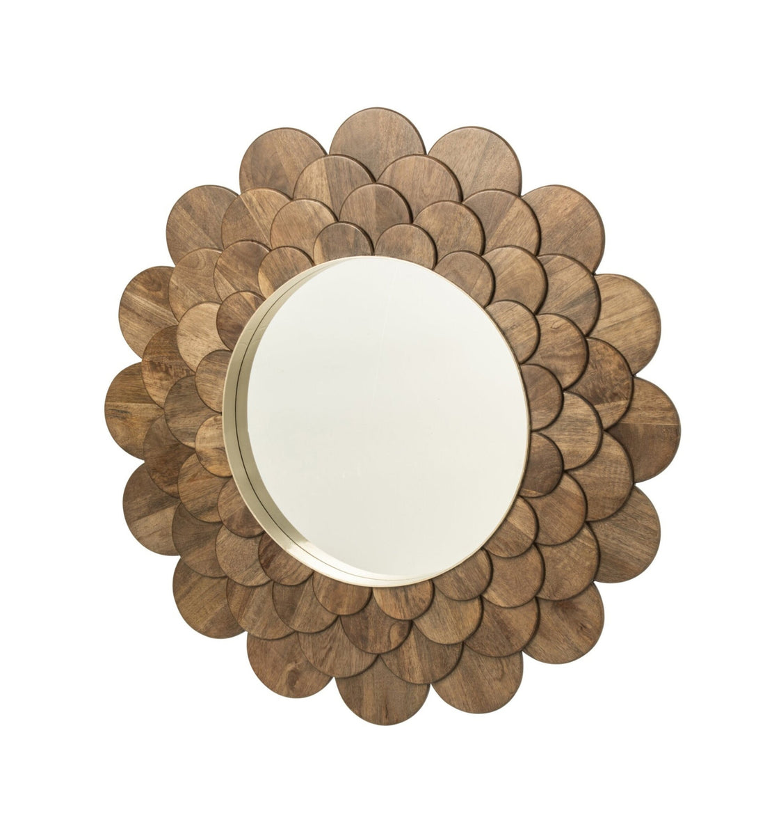 Miroir mural Fleurs Bois de manguier Marron foncé J-Line