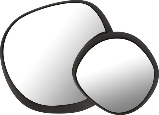 Wandspiegel Rond Metaal/Glas Zwart Small - Spiegel - J-Line - livinglovely.nl