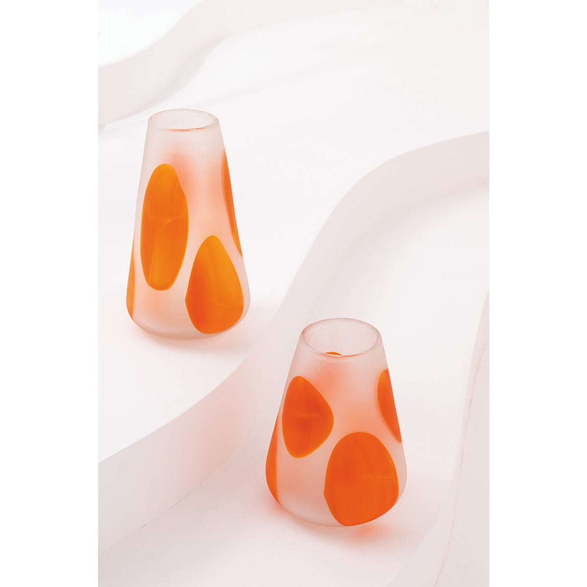 Photophore Verre à pois Orange foncé/Transparent Petit J-Line