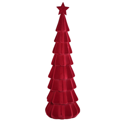 Yule Kerstboom Gelaagd Bordeaux Large van PTMD, gelaagde boom met ster in de top in bordeaux fluweel op witte achtergrond