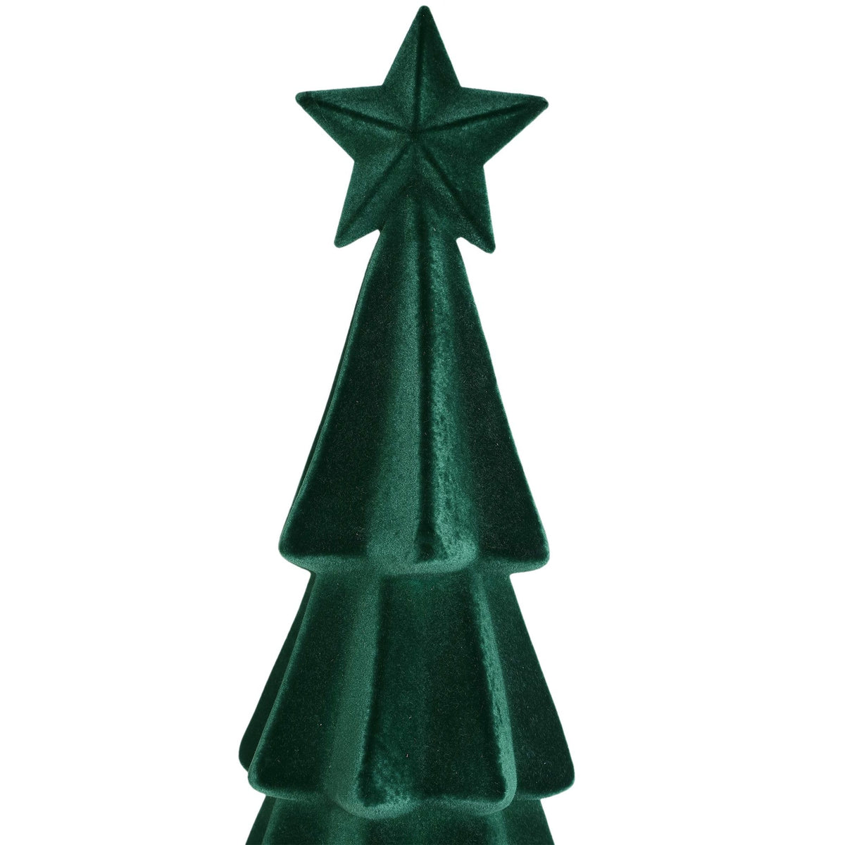 Yule Kerstboom Gelaagd Donkergroen Large van PTMD, close up van de ster in de top van de boom