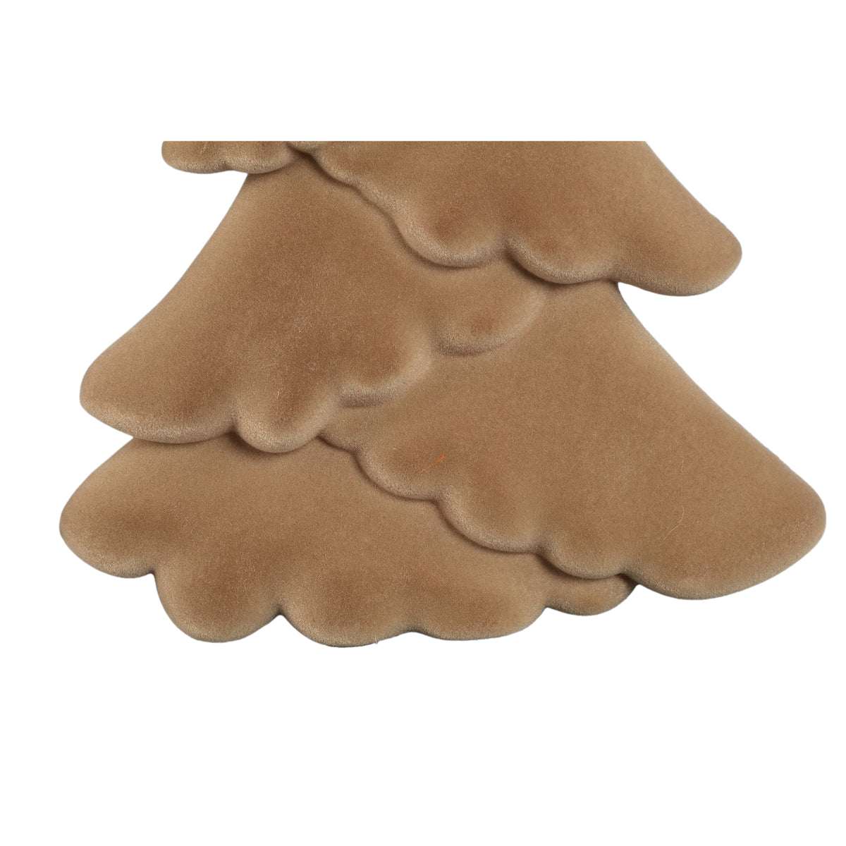 Yule Kerstboom Ovaal Beige Large van PTMD, close up van de golvende takken met fluwelen afwerking