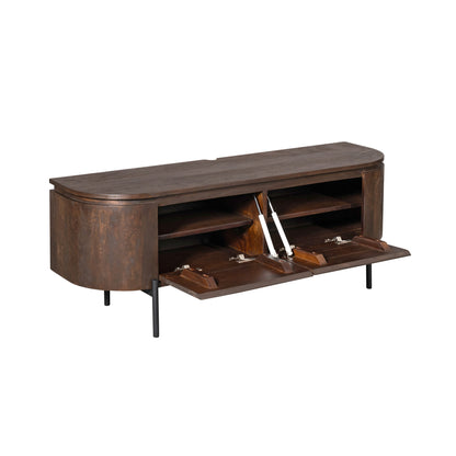 Zwevend TV-meubel Excellent Bruin 120cm van Starfurn met geopende klepdeuren en legplank