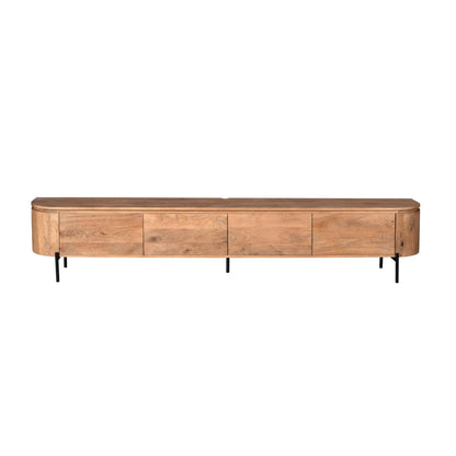 Zwevend TV-meubel Excellent Naturel 240cm van Starfurn op metalen pootjes, vooraanzicht