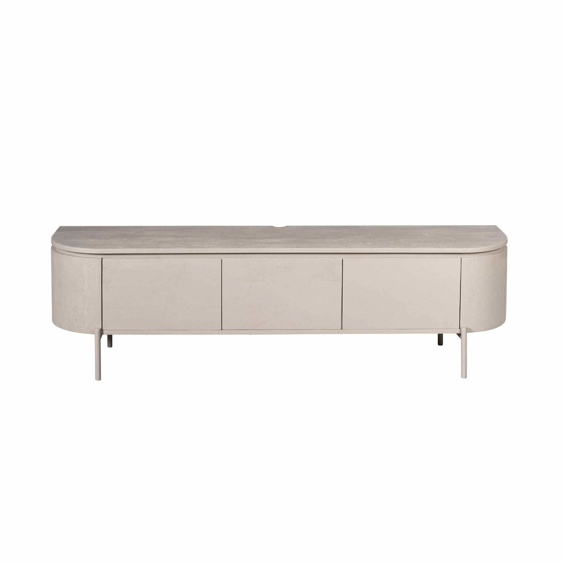 Zwevend TV-meubel Excellent Taupe 160cm van Starfurn op metalen pootjes, vooraanzicht