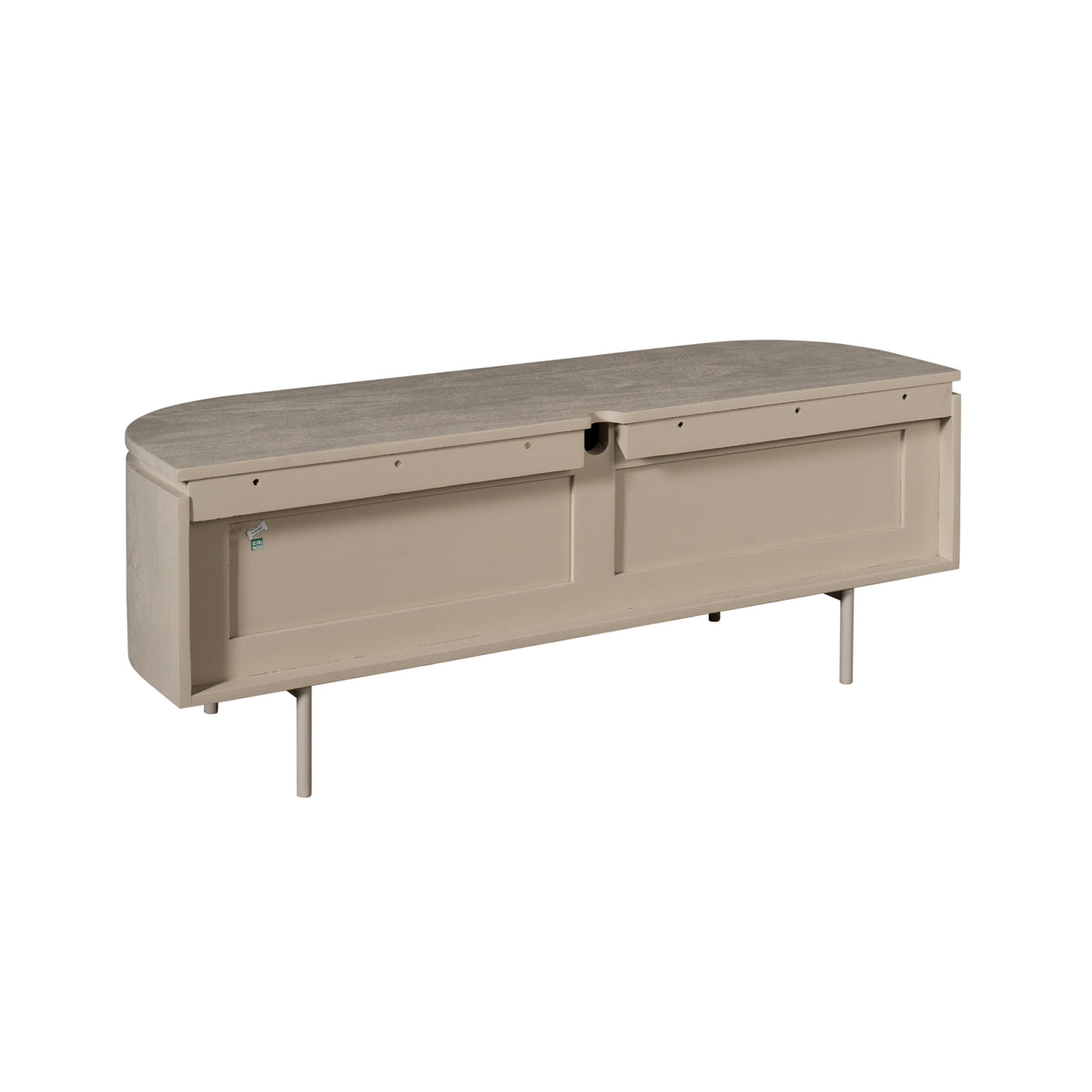 Zwevend TV-meubel Excellent Zand 120cm van Starfurn van opzij, zicht op het blad